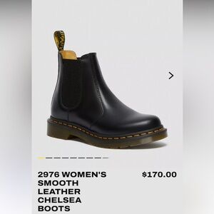 Dr. Martens 2976 Black Smooth Leather Chelsea Boots - size 6